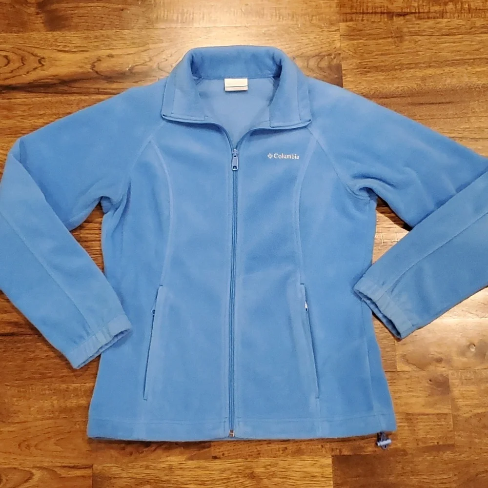 Womens Columbia light blue fleece zip up jacket size S
